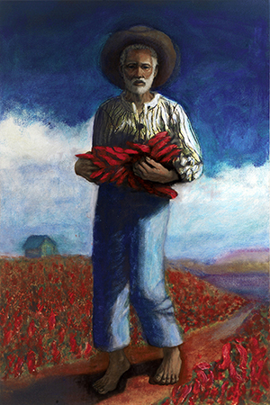 Man with New Mexico chiles
